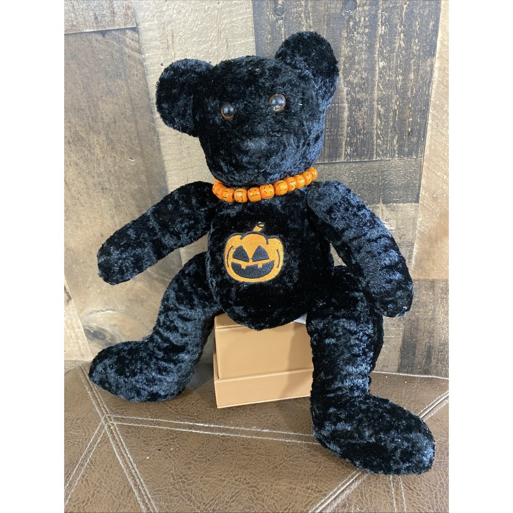 Fiesta Pumpkin Halloween Black‎ Orange Teddy Bear Plush Stuffed Animal Toy